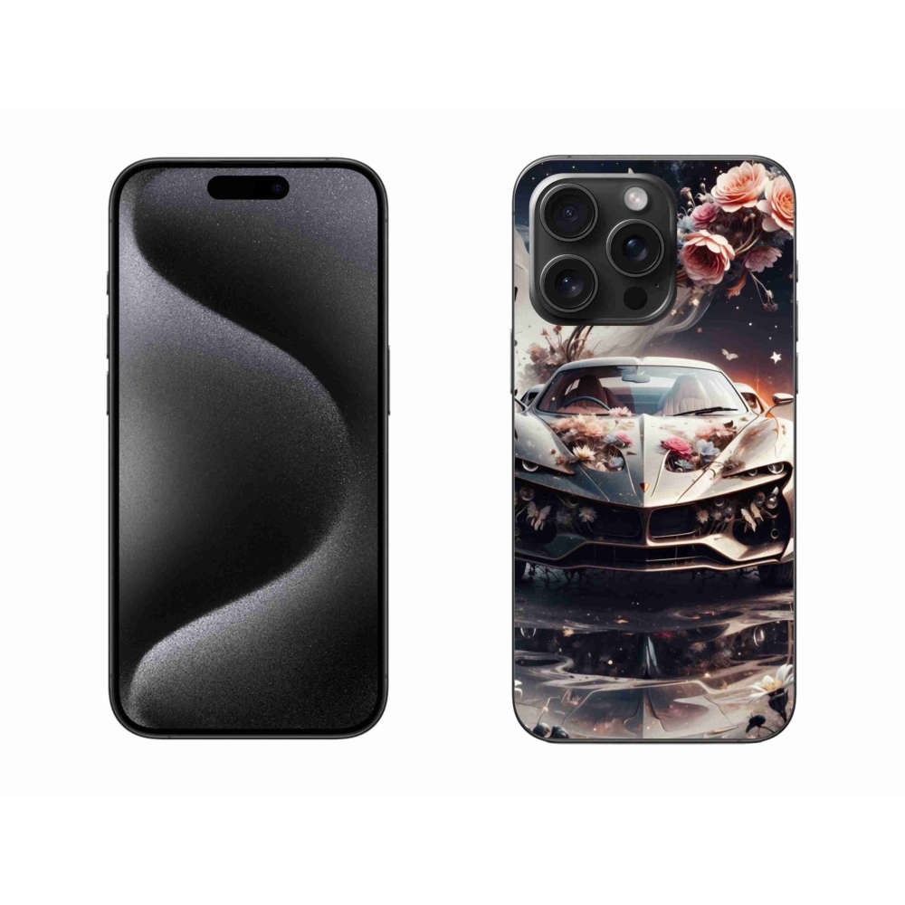 Gélový kryt mmCase na iPhone 15 Pro Max - kvetinový športový automobil