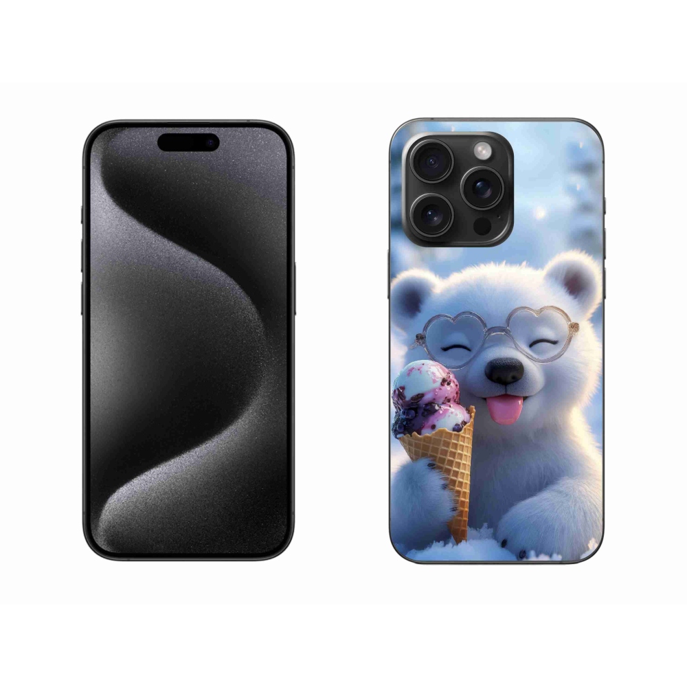 Gélový kryt mmCase na iPhone 15 Pro Max - medvedík so zmrzlinou