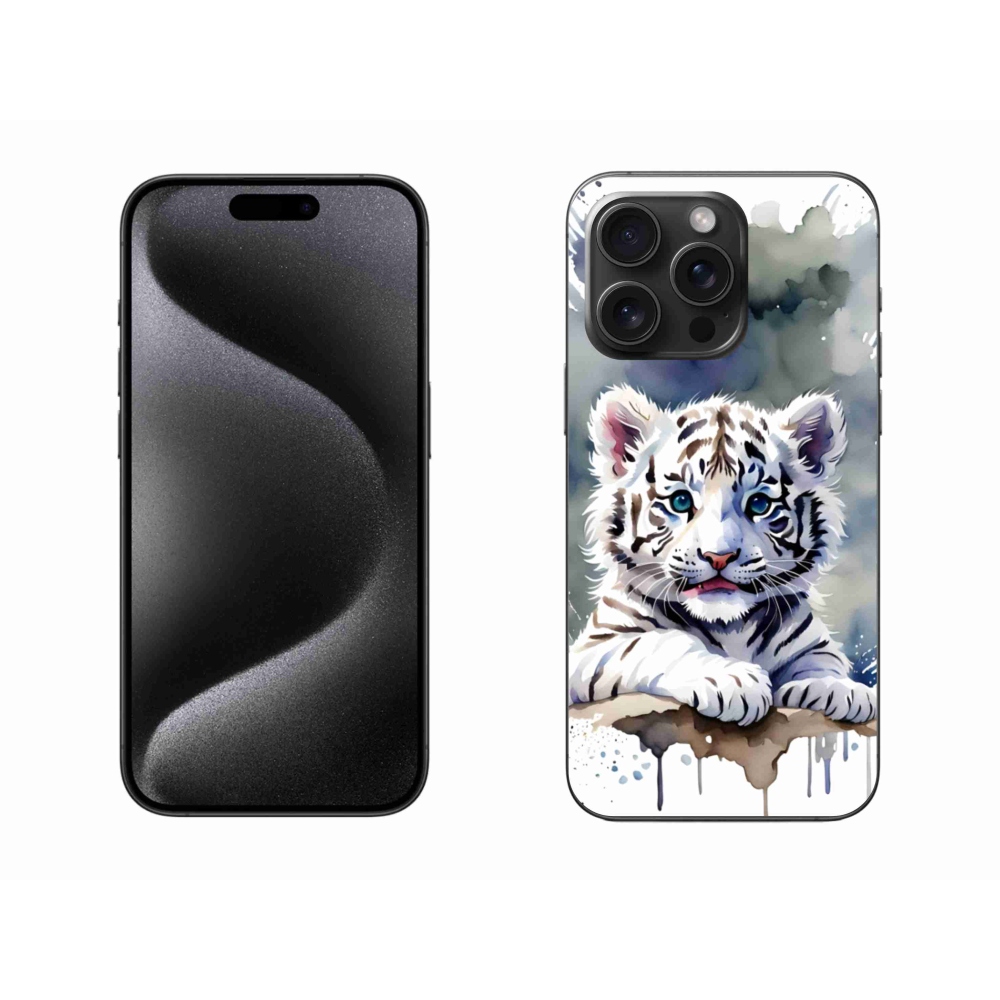 Gélový kryt mmCase na iPhone 15 Pro Max - mláďa bieleho tigra