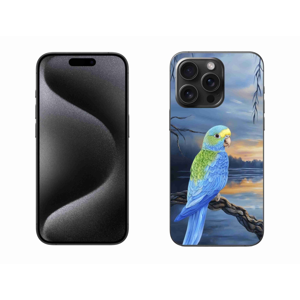 Gélový kryt mmCase na iPhone 15 Pro Max - modrý papagáj