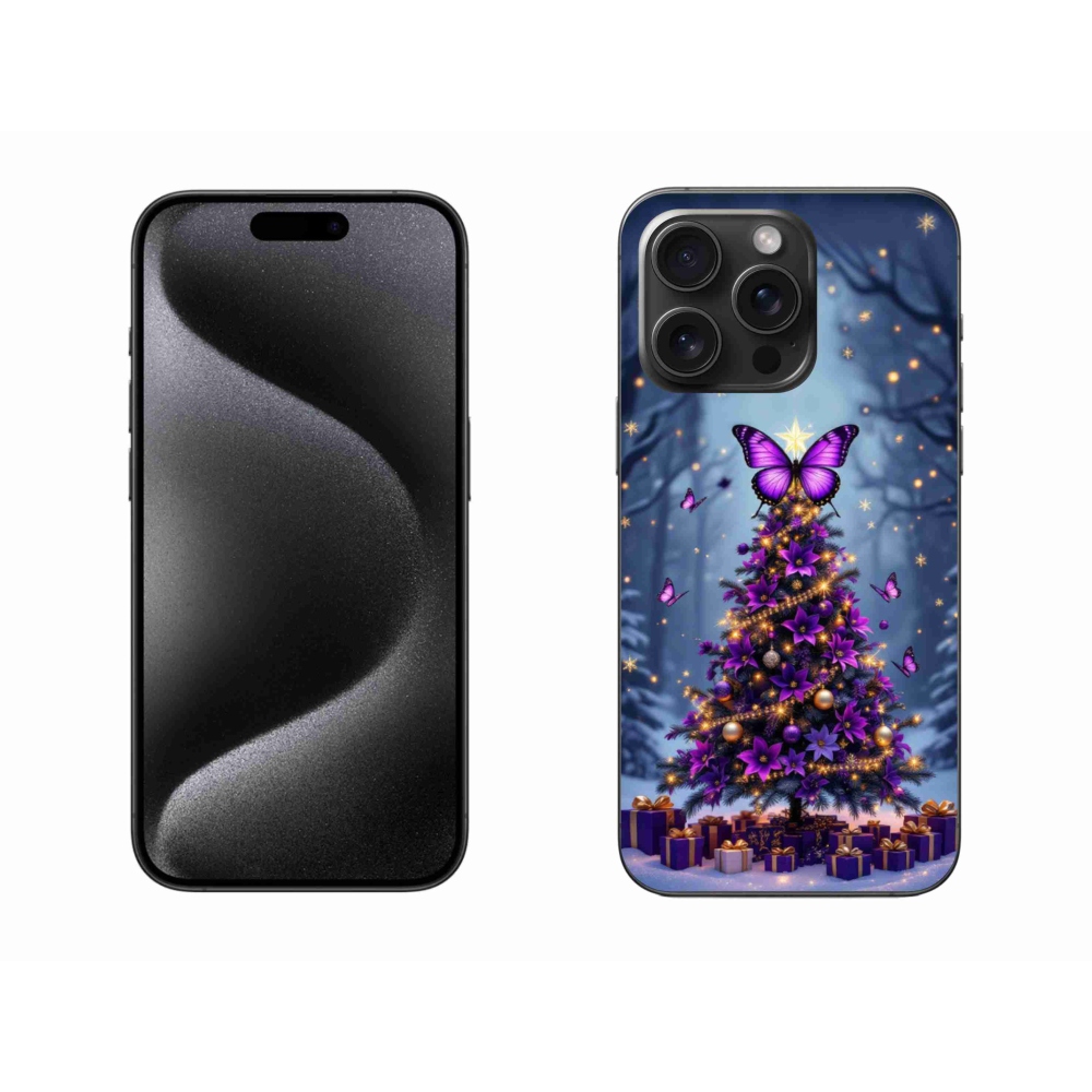 Gélový kryt mmCase na iPhone 15 Pro Max - motýlí vianočný stromček