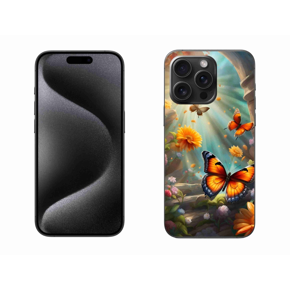 Gélový kryt mmCase na iPhone 15 Pro Max - motýlia záhrada 2