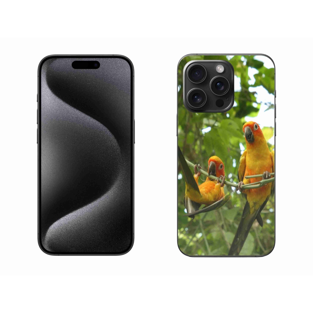 Gélový kryt mmCase na iPhone 15 Pro Max - papagáje aratingy