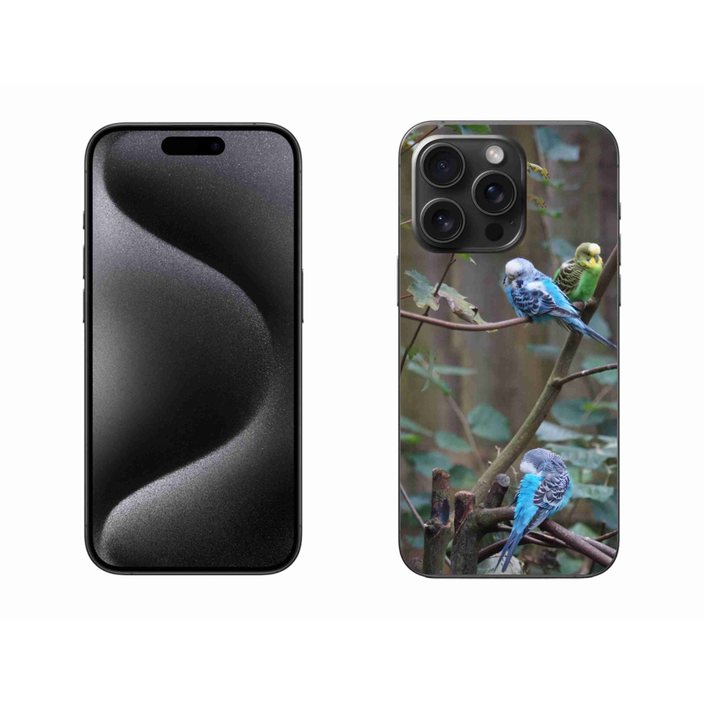 Gélový kryt mmCase na iPhone 15 Pro Max - papagáje na vetve
