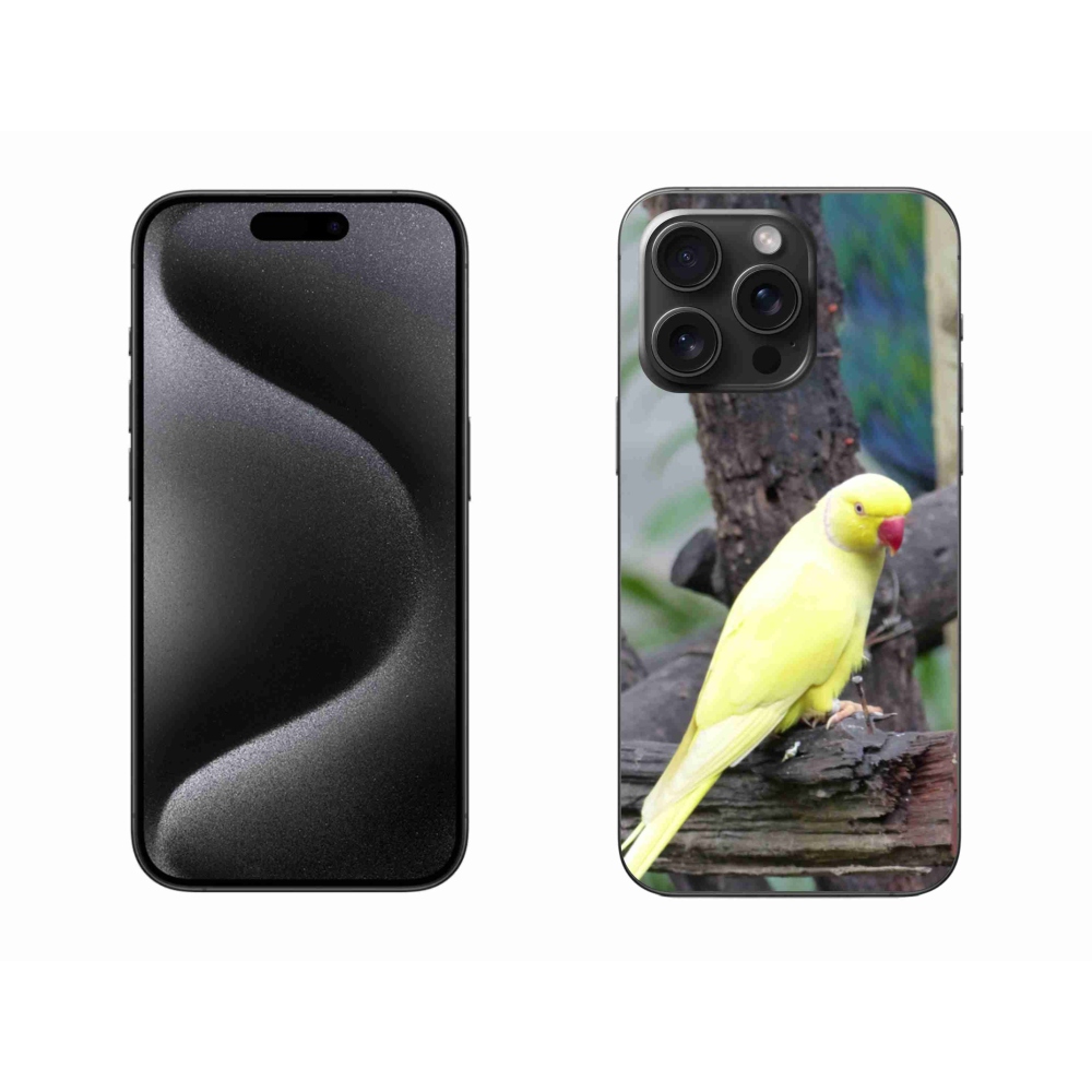 Gélový kryt mmCase na iPhone 15 Pro Max - papagáj alexander žltý