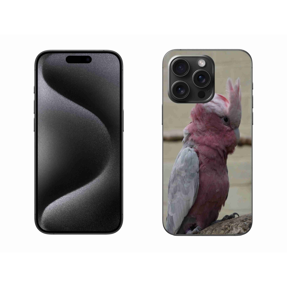 Gélový kryt mmCase na iPhone 15 Pro Max - papagáj kakadu ružový