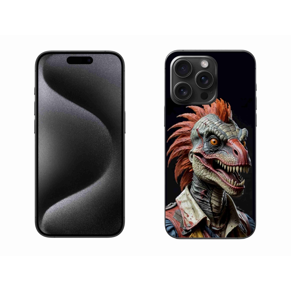 Gélový kryt mmCase na iPhone 15 Pro Max - punk dinosaurus
