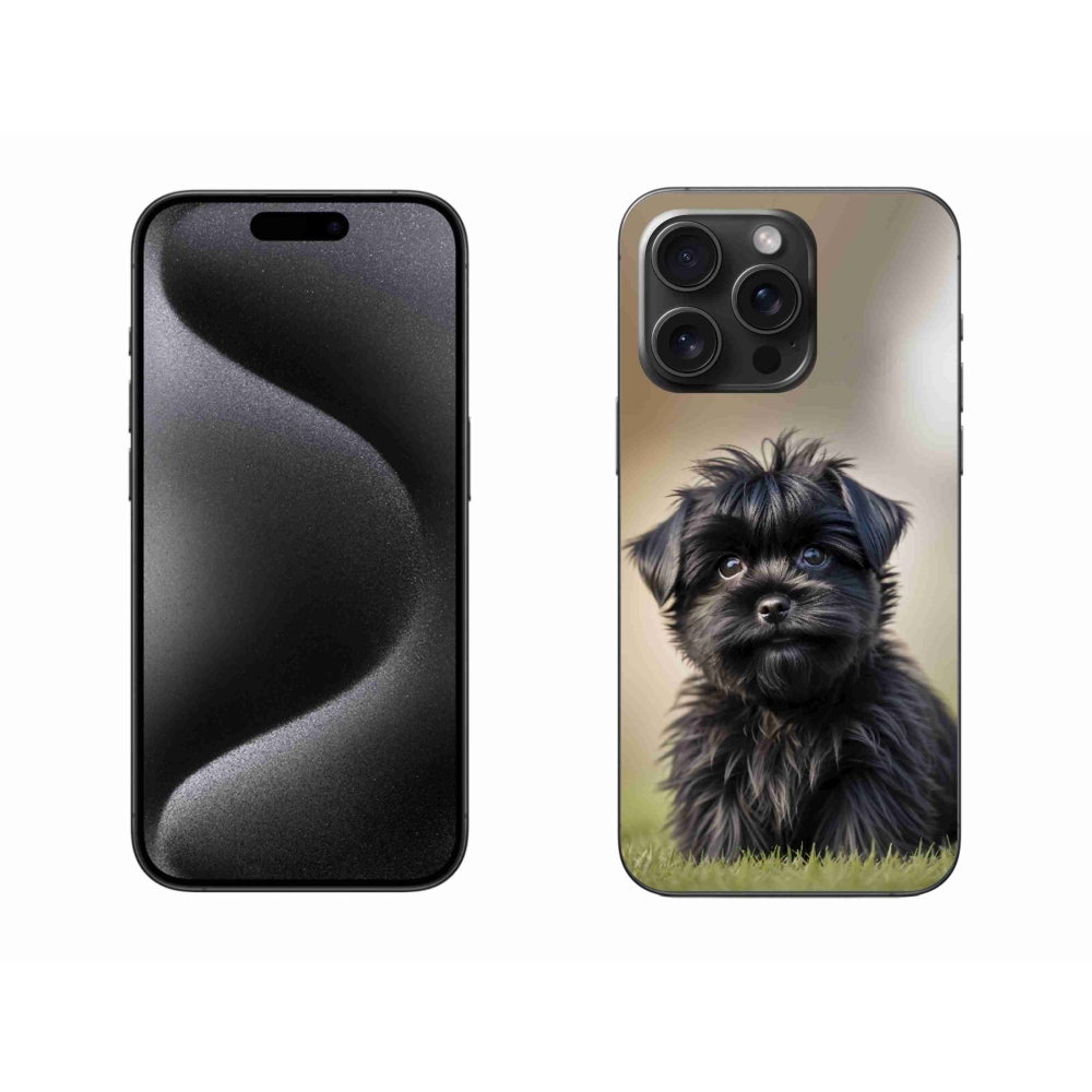Gélový kryt mmCase na iPhone 15 Pro Max - roztomilý čierny psík