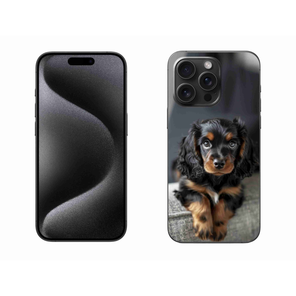 Gélový kryt mmCase na iPhone 15 Pro Max - roztomilý dlhosrstý jazvečík