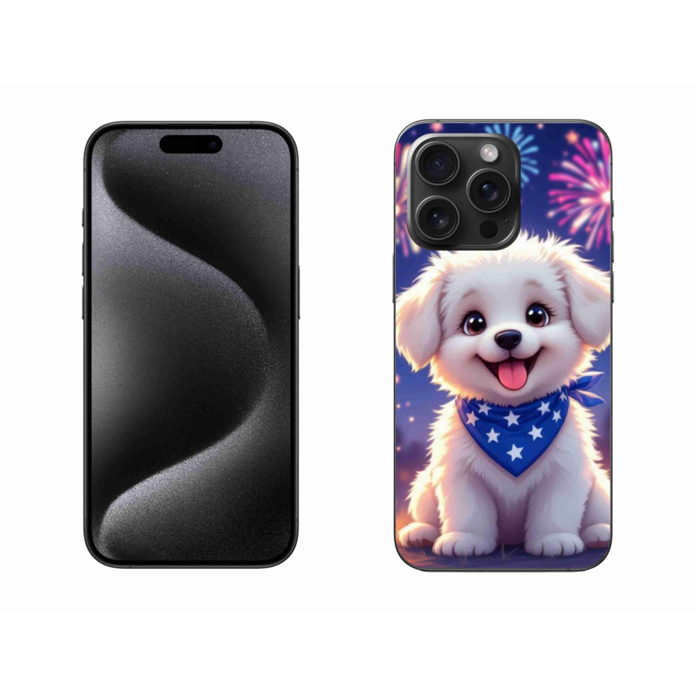 Gélový kryt mmCase na iPhone 15 Pro Max - slávnostné šteňa