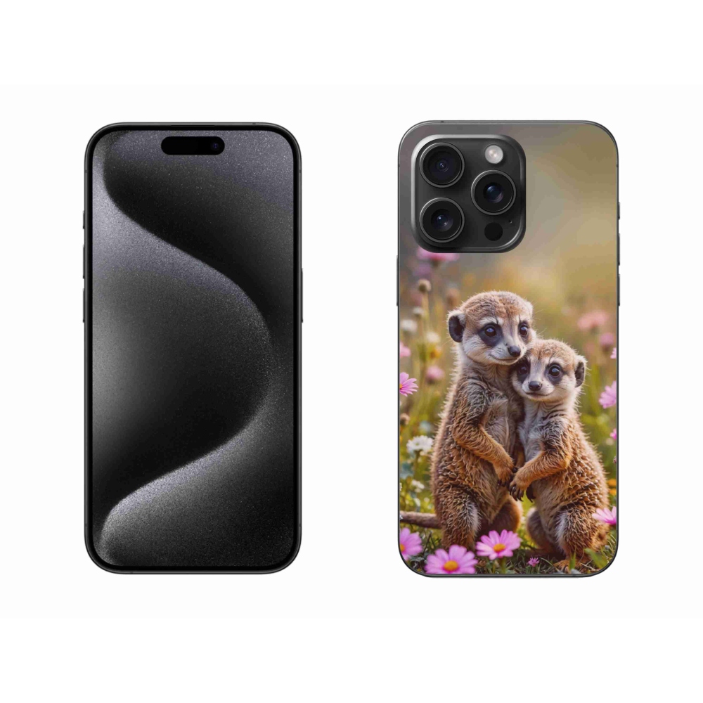 Gélový kryt mmCase na iPhone 15 Pro Max - surikatí duo