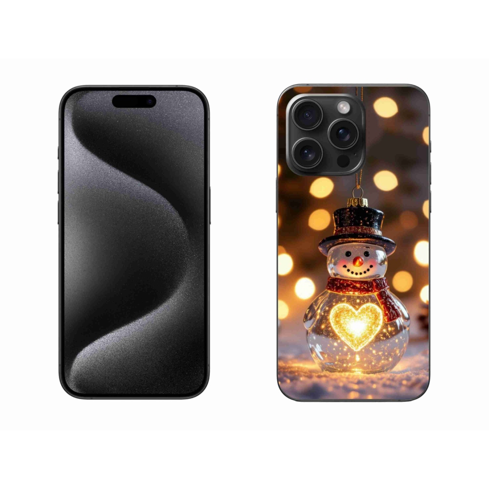 Gélový kryt mmCase na iPhone 15 Pro Max - svietiaci vianočný snehuliak