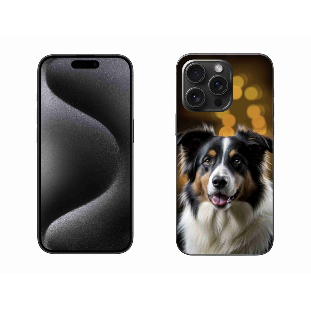 Gélový kryt mmCase na iPhone 15 Pro Max - usmievavý austrálsky ovčiak