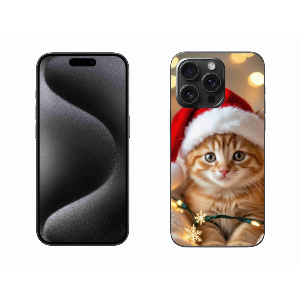 Gélový kryt mmCase na iPhone 15 Pro Max - vianočné mačiatko
