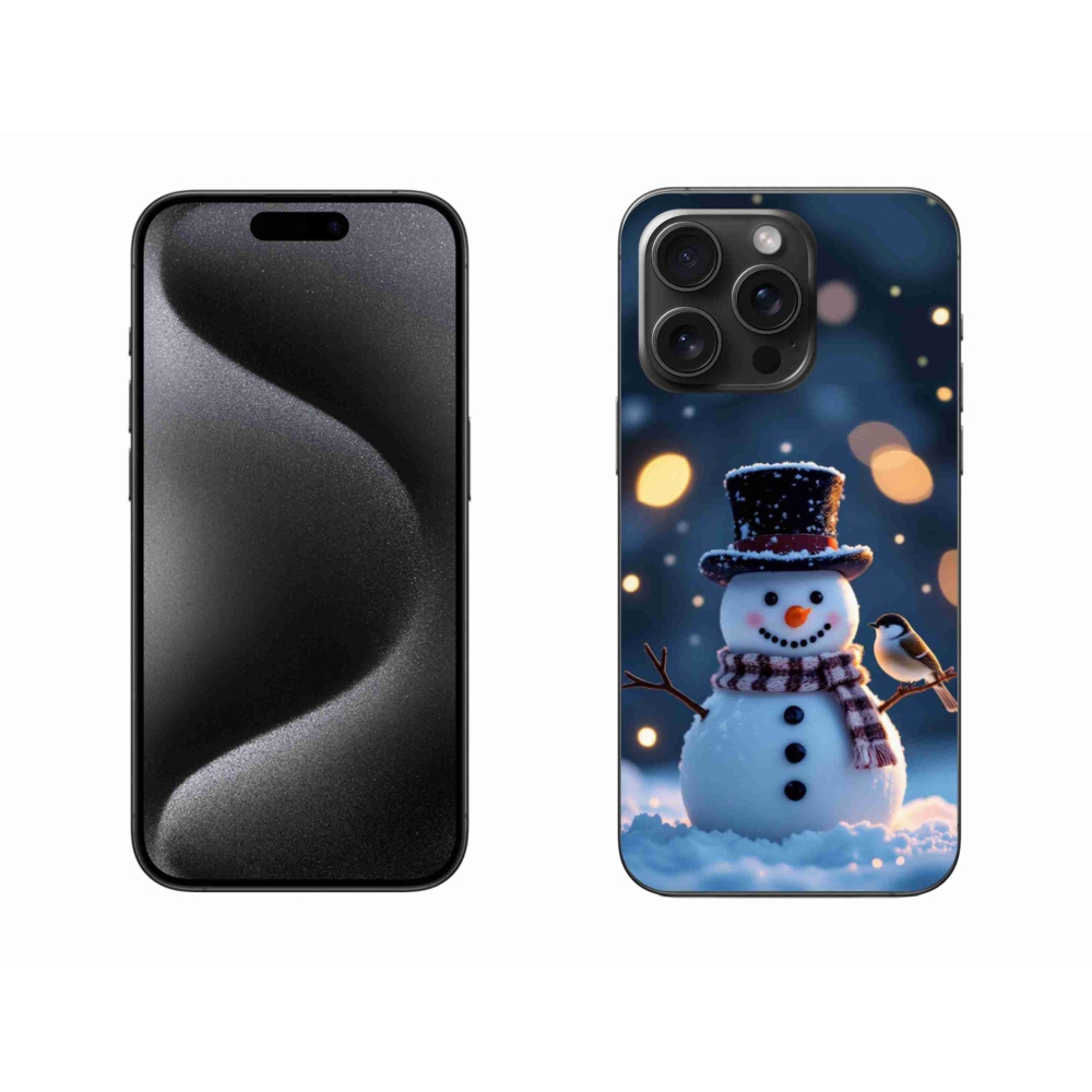 Gélový kryt mmCase na iPhone 15 Pro Max - vianočný snehuliak