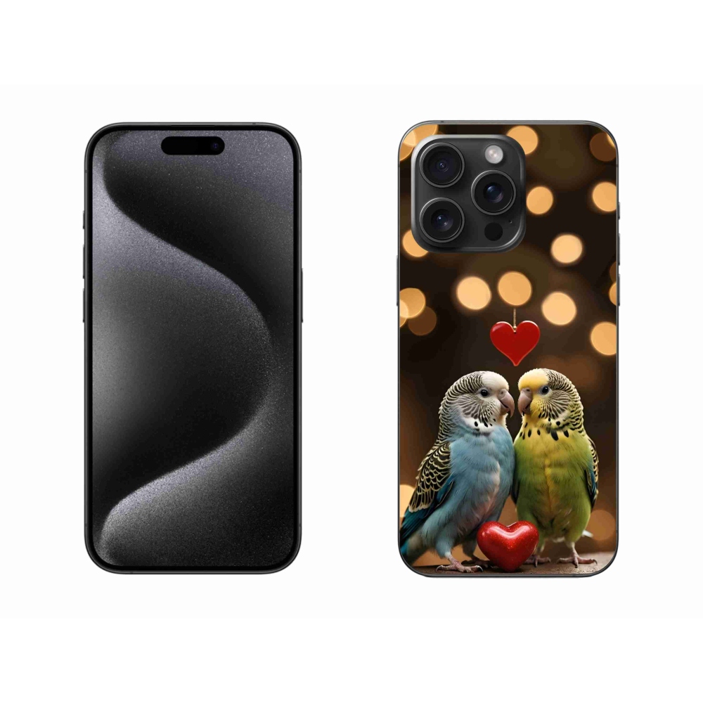 Gélový kryt mmCase na iPhone 15 Pro Max - zamilovaní papagáje