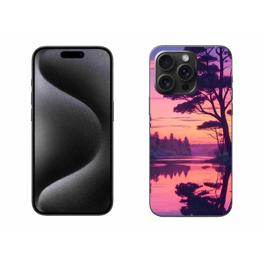 Gélový kryt mmCase na iPhone 15 Pro Max - západ slnka nad jazerom