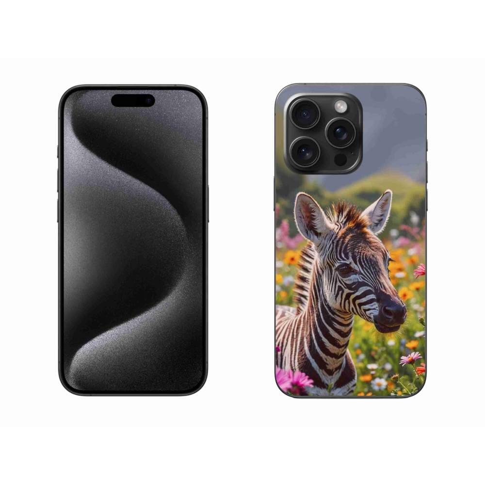 Gélový kryt mmCase na iPhone 15 Pro Max - zebra na lúke
