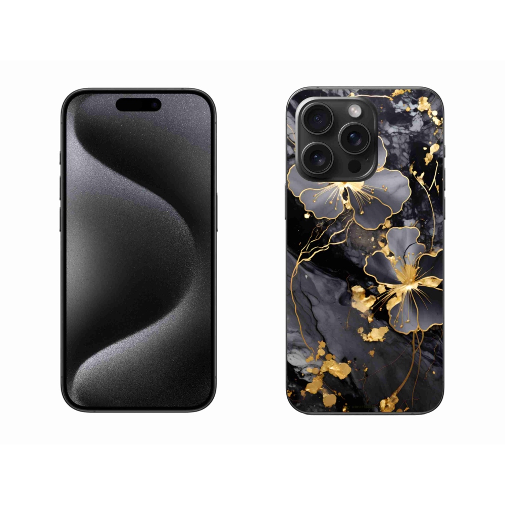 Gélový kryt mmCase na iPhone 15 Pro Max - zlaté kvety