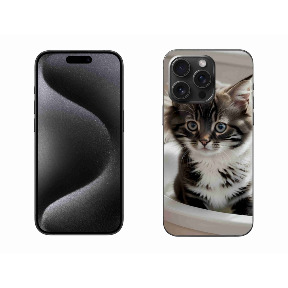 Gélový kryt mmCase na iPhone 15 Pro Max - zvedavé mačiatko