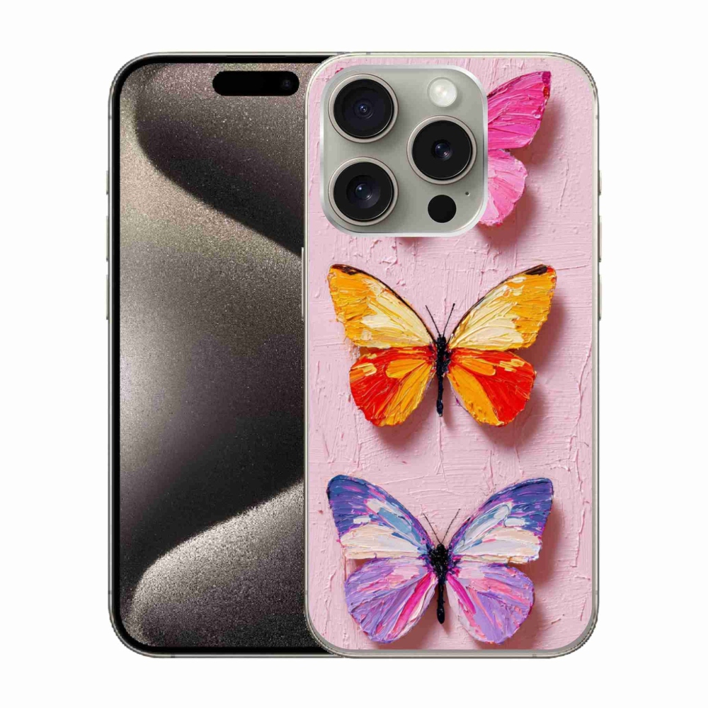 Gélový kryt mmCase na iPhone 15 Pro - motýlia trojica
