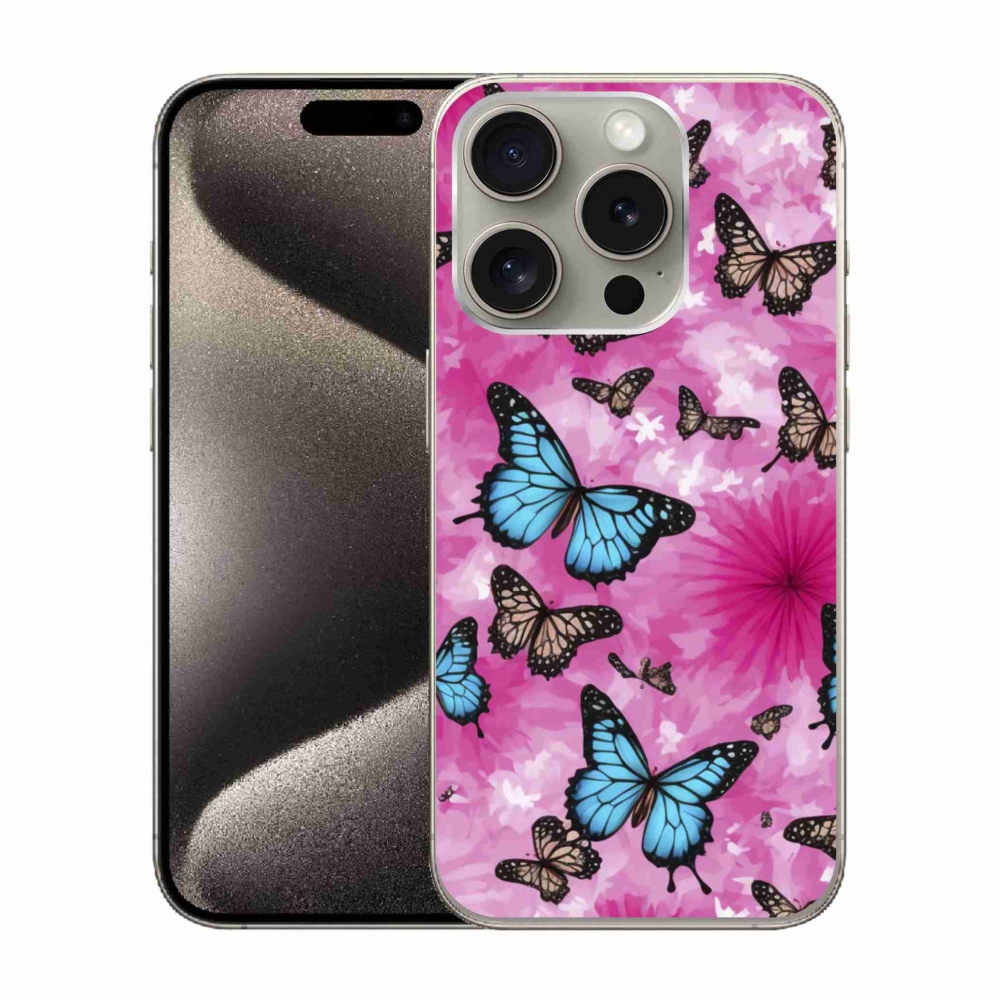 Gélový kryt mmCase na iPhone 15 Pro - motýlia záhrada