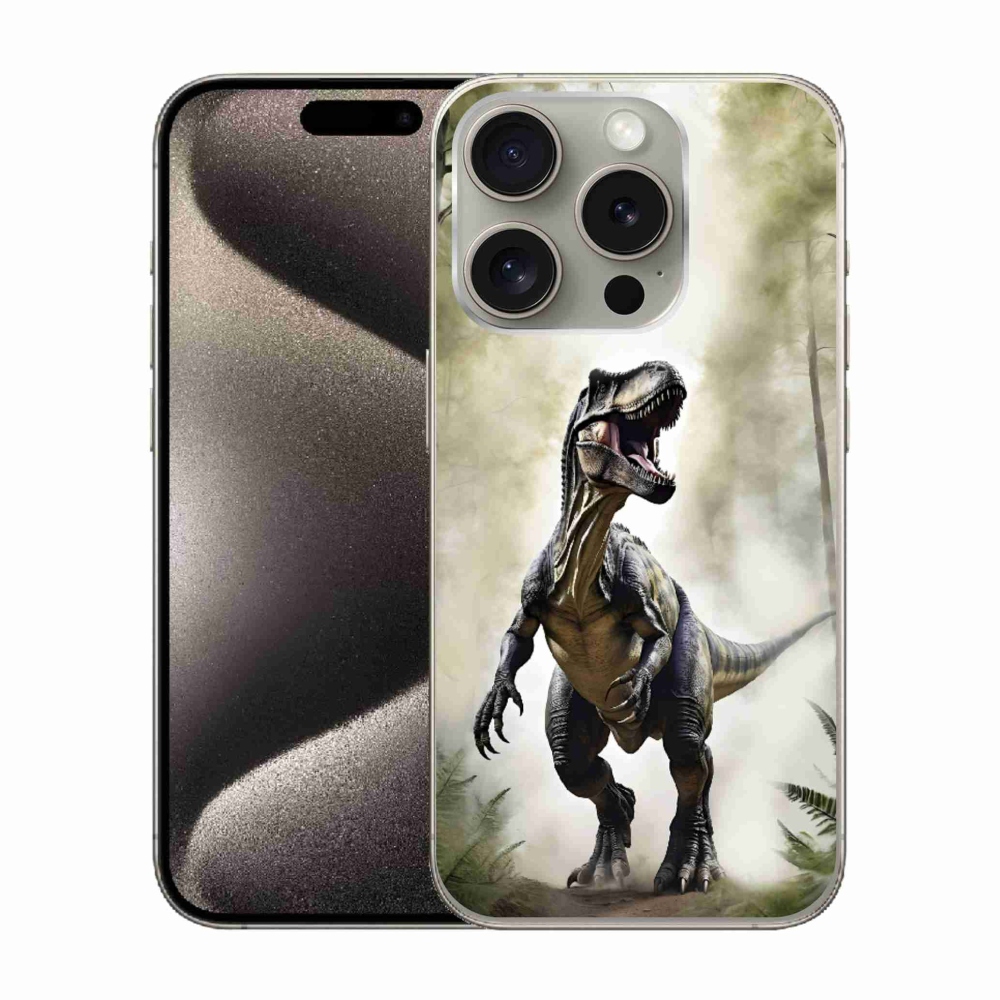 Gélový kryt mmCase na iPhone 15 Pro - naštvaný T-Rex