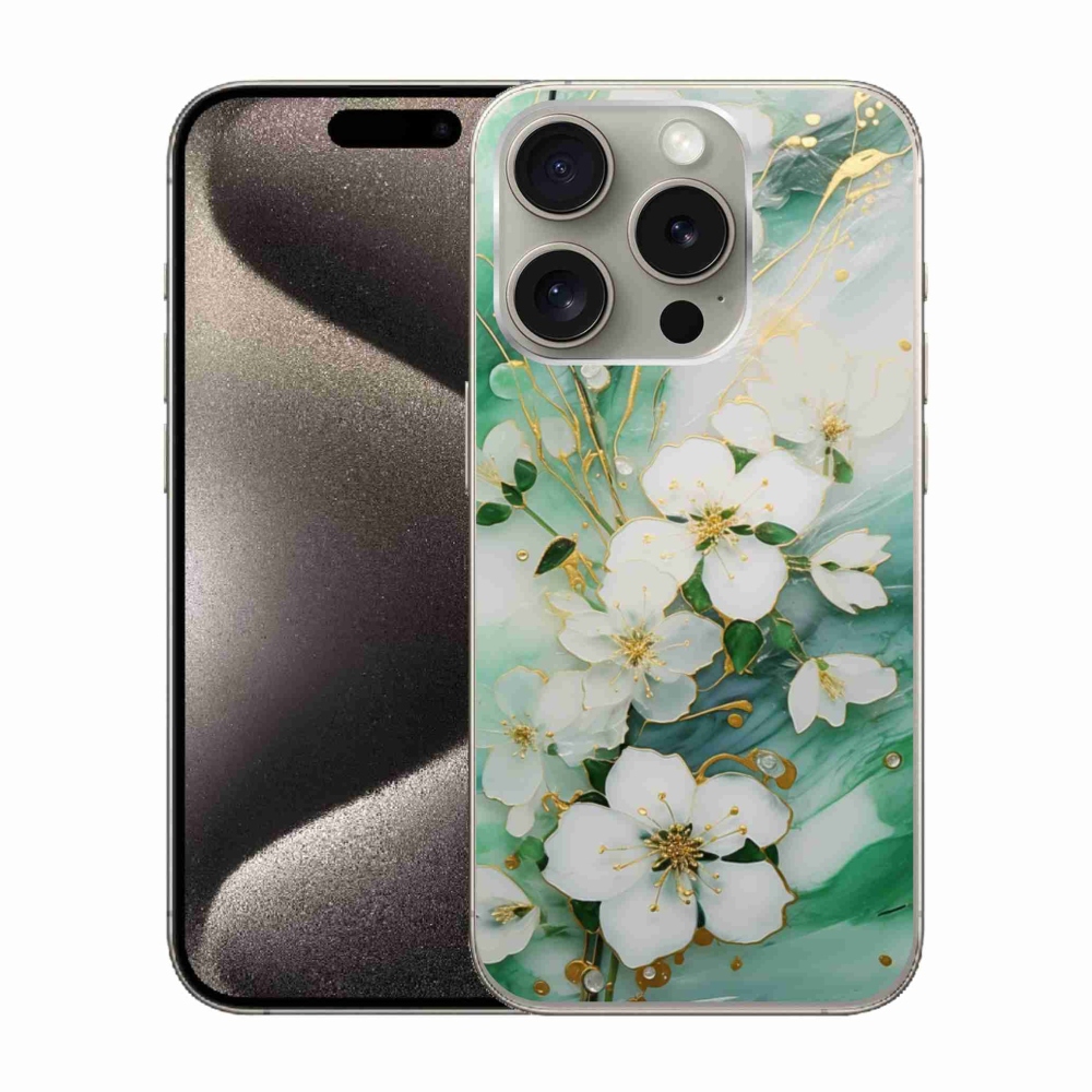 Gélový kryt mmCase na iPhone 15 Pro - nežné kvety