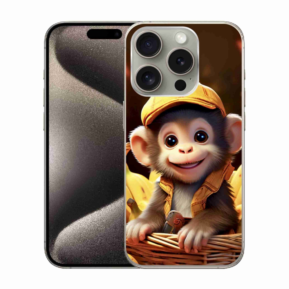 Gélový kryt mmCase na iPhone 15 Pro - opice v košíku