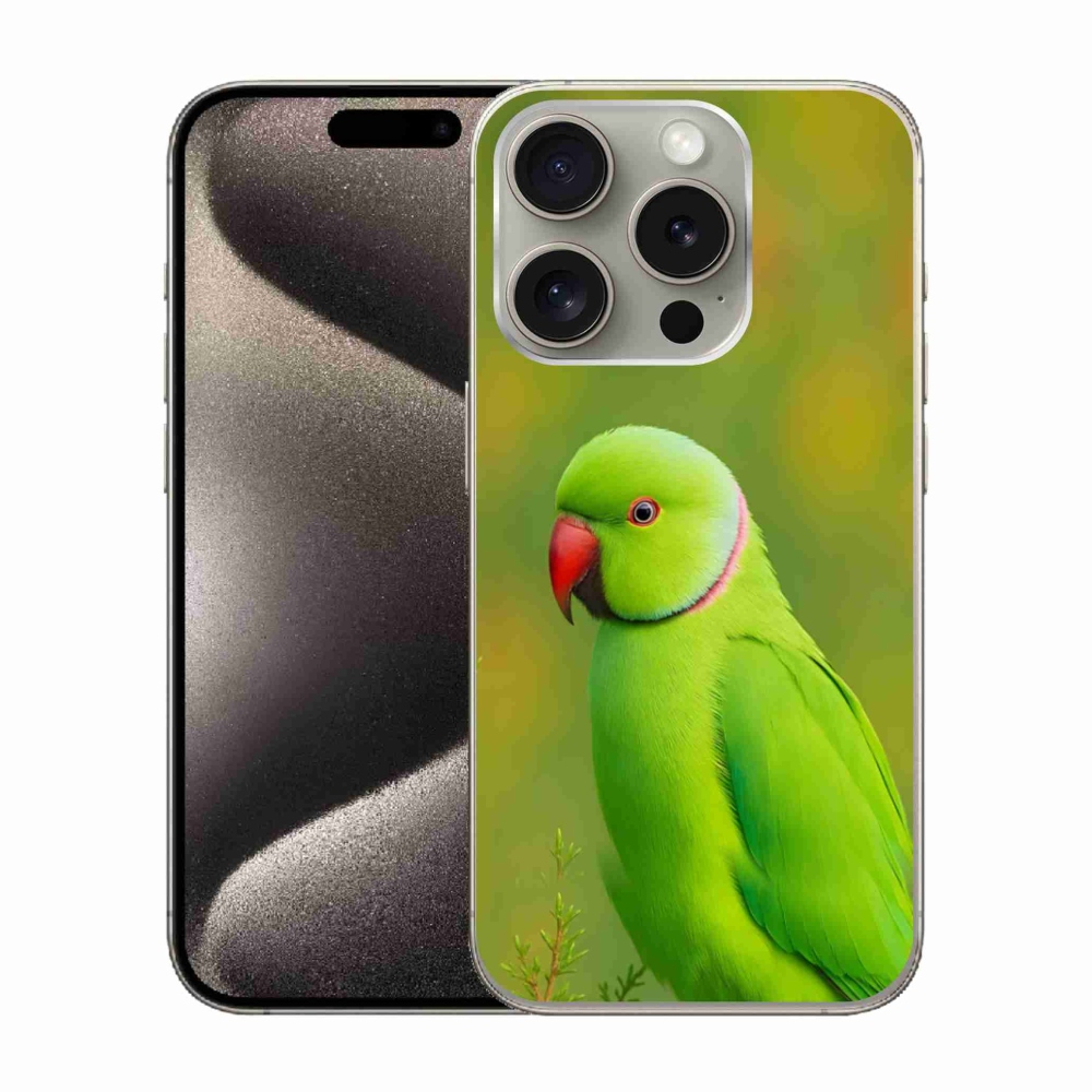 Gélový kryt mmCase na iPhone 15 Pro - papagáj alexander 2