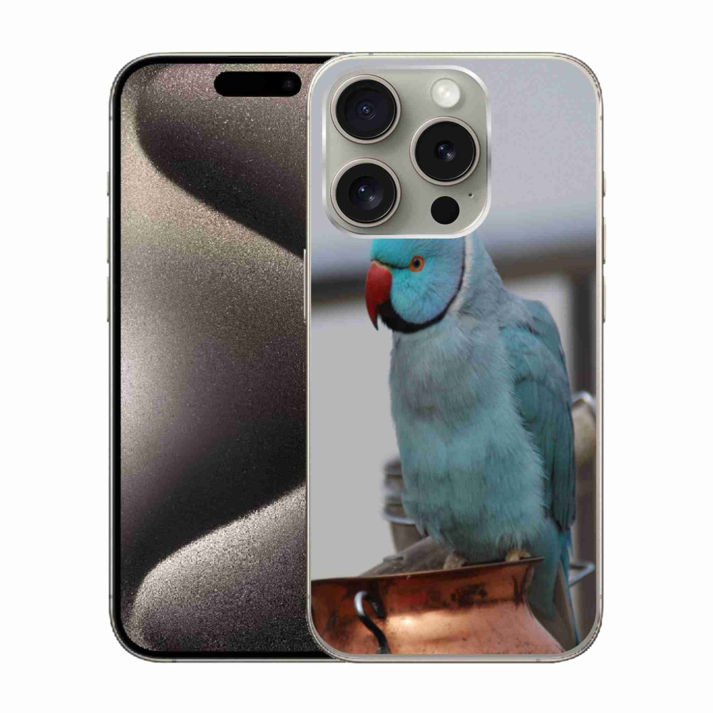 Gélový kryt mmCase na iPhone 15 Pro - papagáj alexander modrý