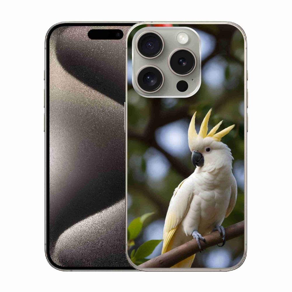 Gélový kryt mmCase na iPhone 15 Pro - papagáj kakadu 3