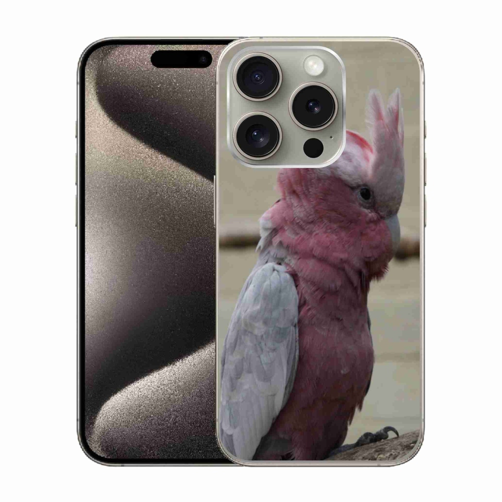 Gélový kryt mmCase na iPhone 15 Pro - papagáj kakadu ružový