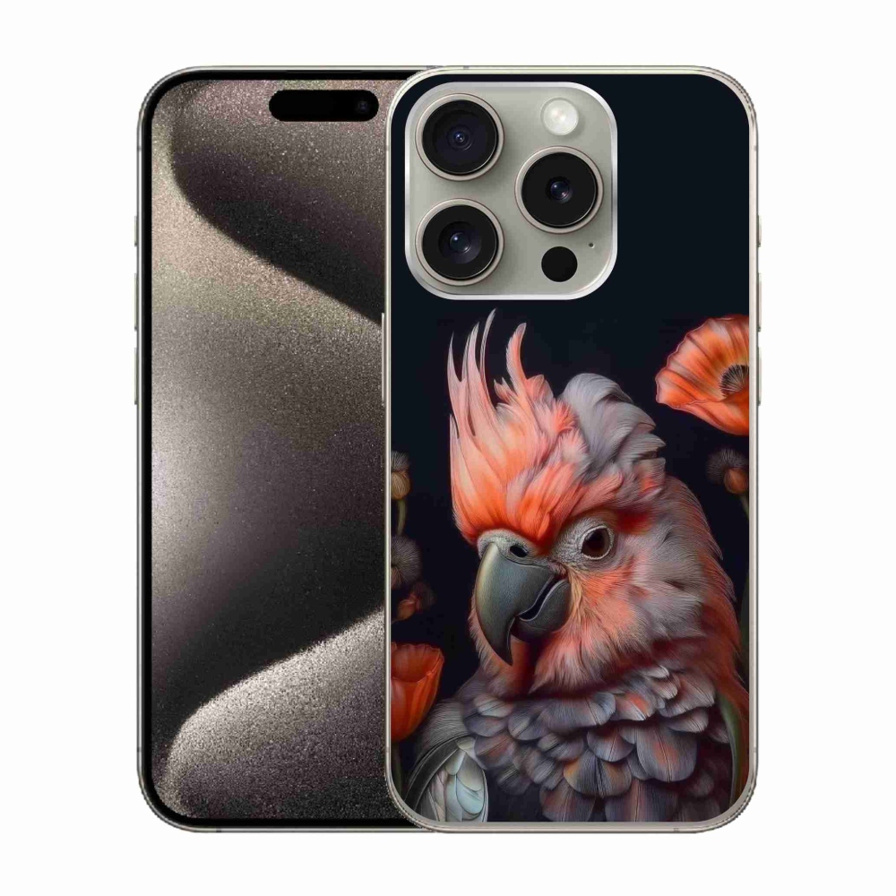 Gélový kryt mmCase na iPhone 15 Pro - papagáj kakadu vo farbách