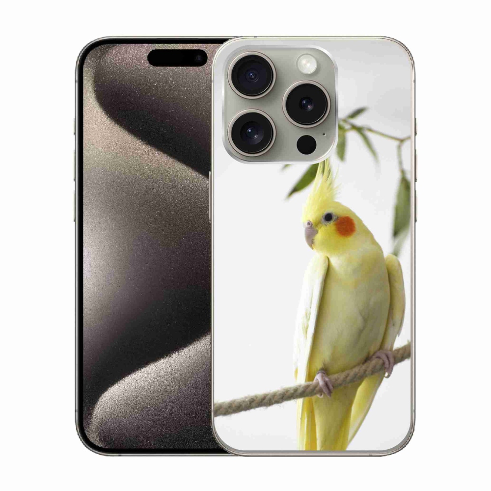 Gélový kryt mmCase na iPhone 15 Pro - papagáj korela chocholatá