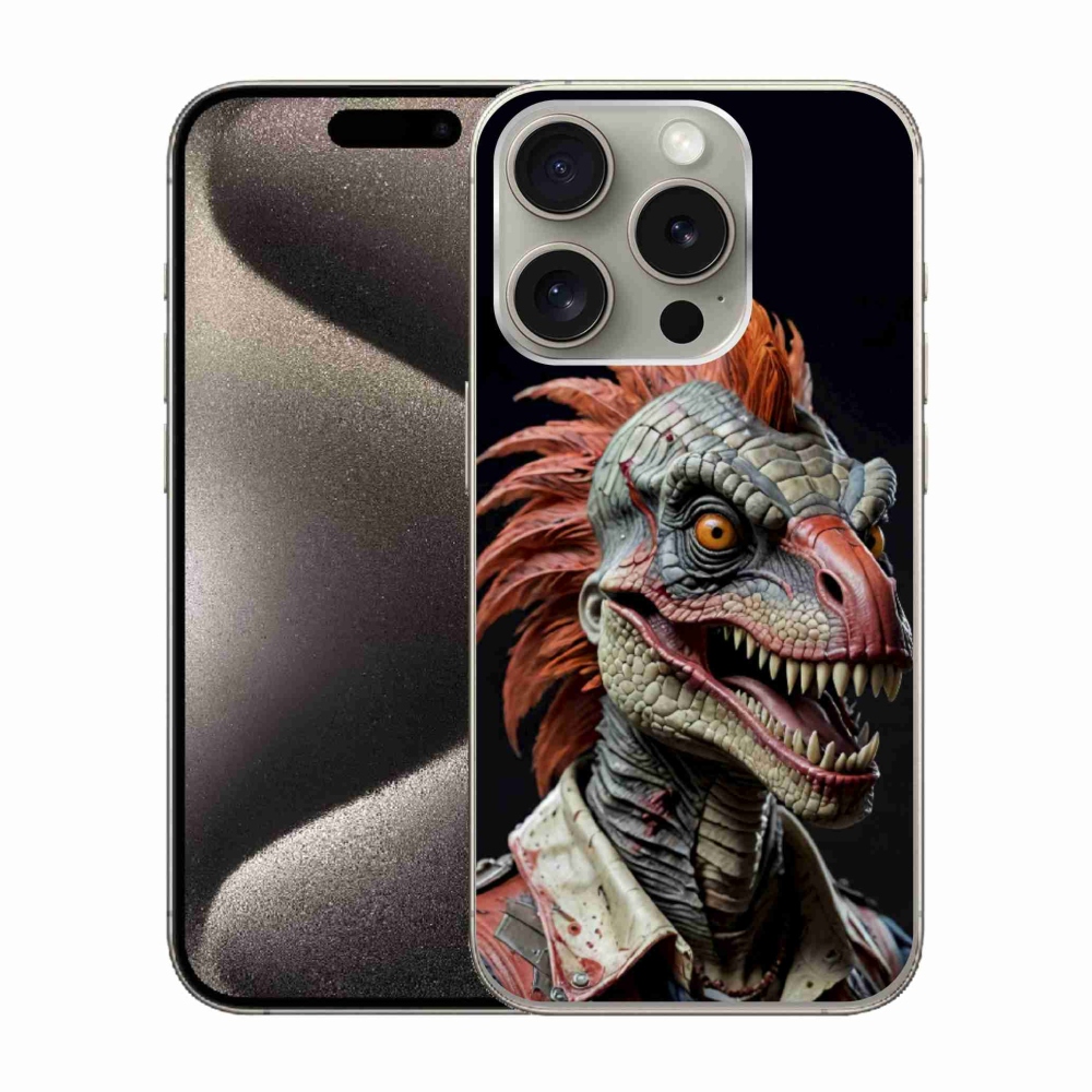 Gélový kryt mmCase na iPhone 15 Pro - punk dinosaurus