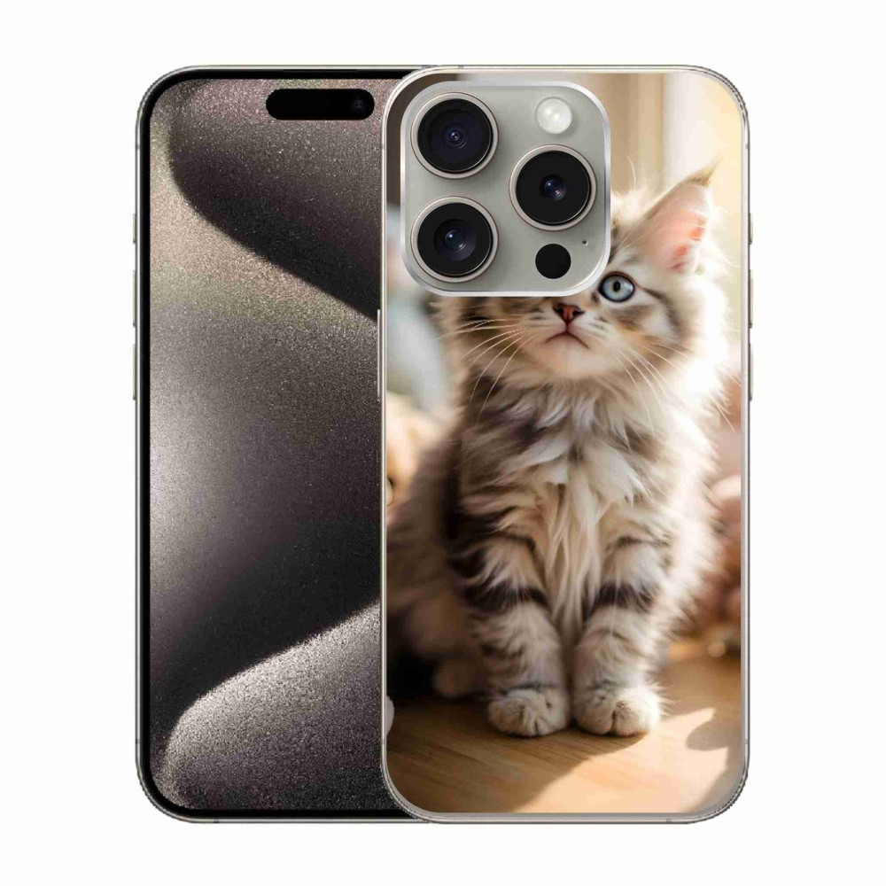 Gélový kryt mmCase na iPhone 15 Pro - roztomilé mačiatko 10