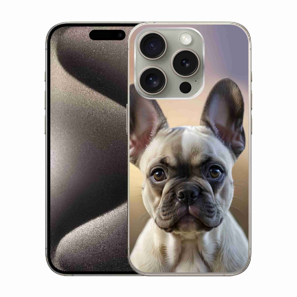 Gélový kryt mmCase na iPhone 15 Pro - roztomilý francúzsky buldoček