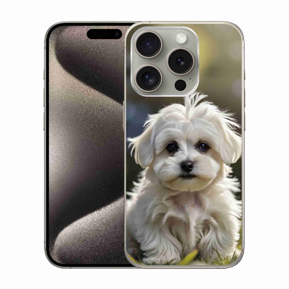 Gélový kryt mmCase na iPhone 15 Pro - roztomilý maltézsky psík