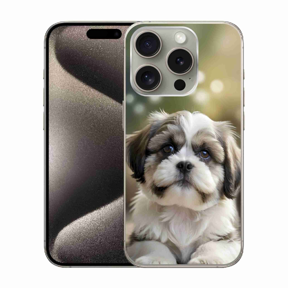 Gélový kryt mmCase na iPhone 15 Pro - roztomilý shih-tzu