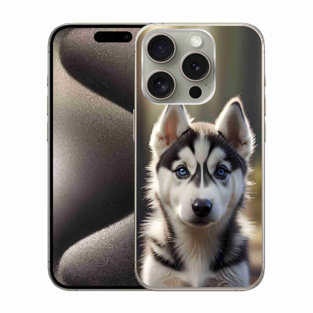 Gélový kryt mmCase na iPhone 15 Pro - roztomilý sibírsky husky