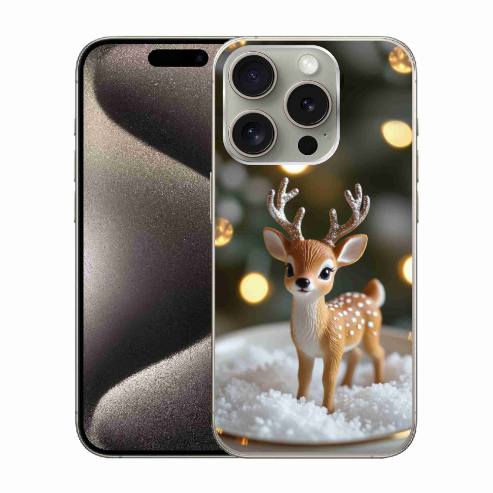 Gélový kryt mmCase na iPhone 15 Pro - roztomilý vianočný jeleň