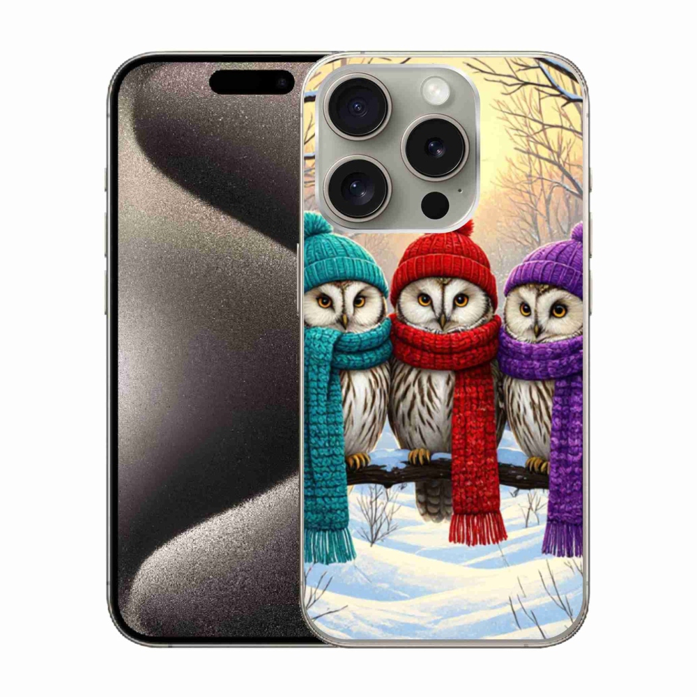 Gélový kryt mmCase na iPhone 15 Pro - soví priatelia