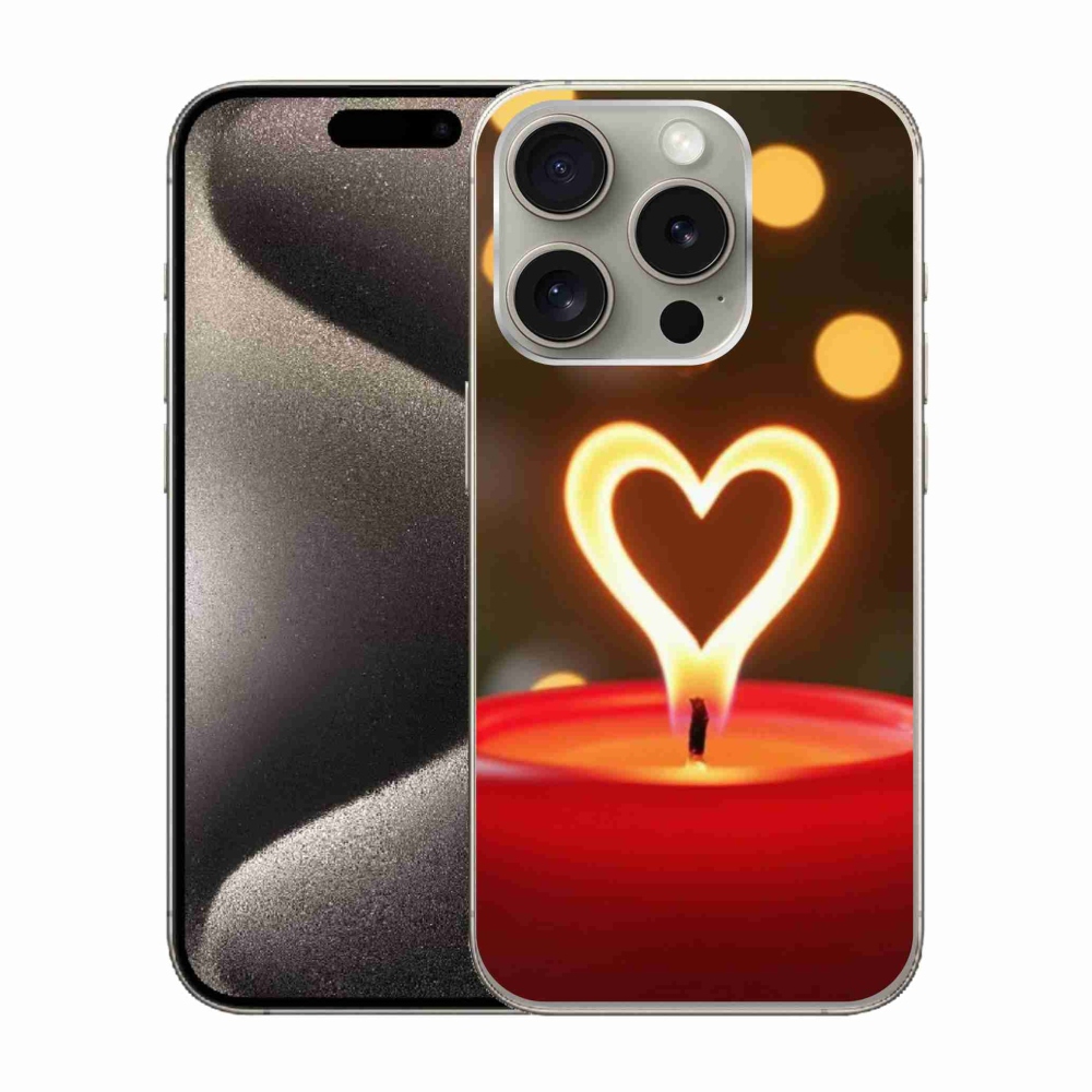 Gélový kryt mmCase na iPhone 15 Pro - srdce z plameňa