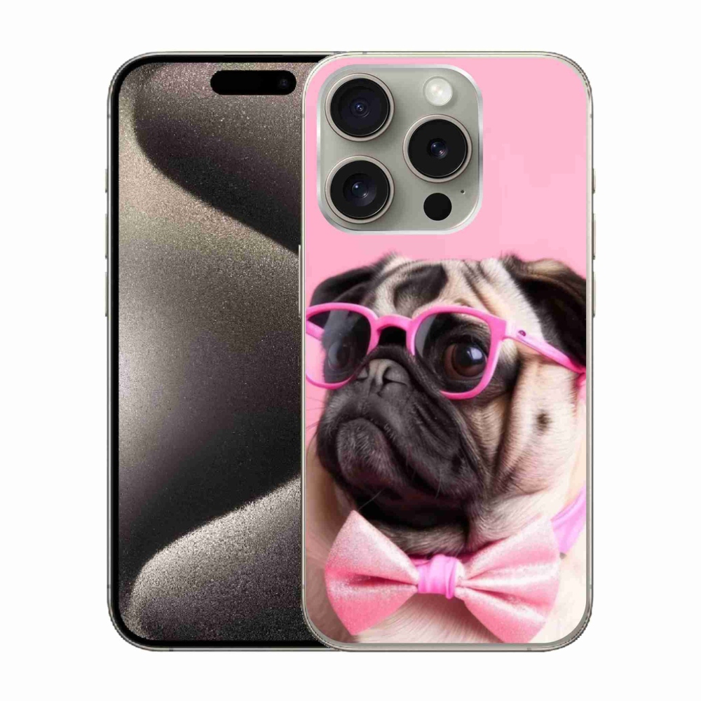 Gélový kryt mmCase na iPhone 15 Pro - štýlový mops