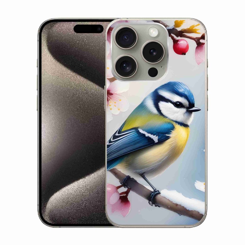 Gélový kryt mmCase na iPhone 15 Pro - sýkorka