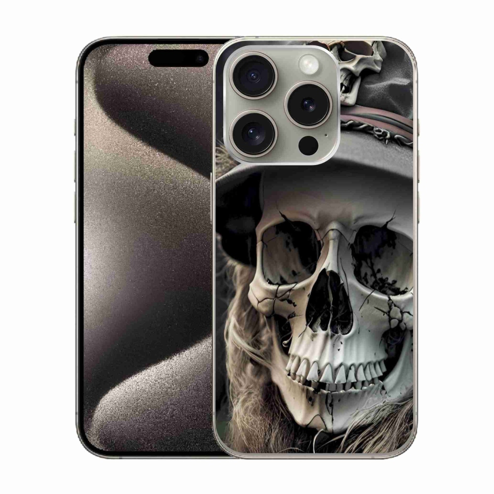 Gélový kryt mmCase na iPhone 15 Pro - temná lebka