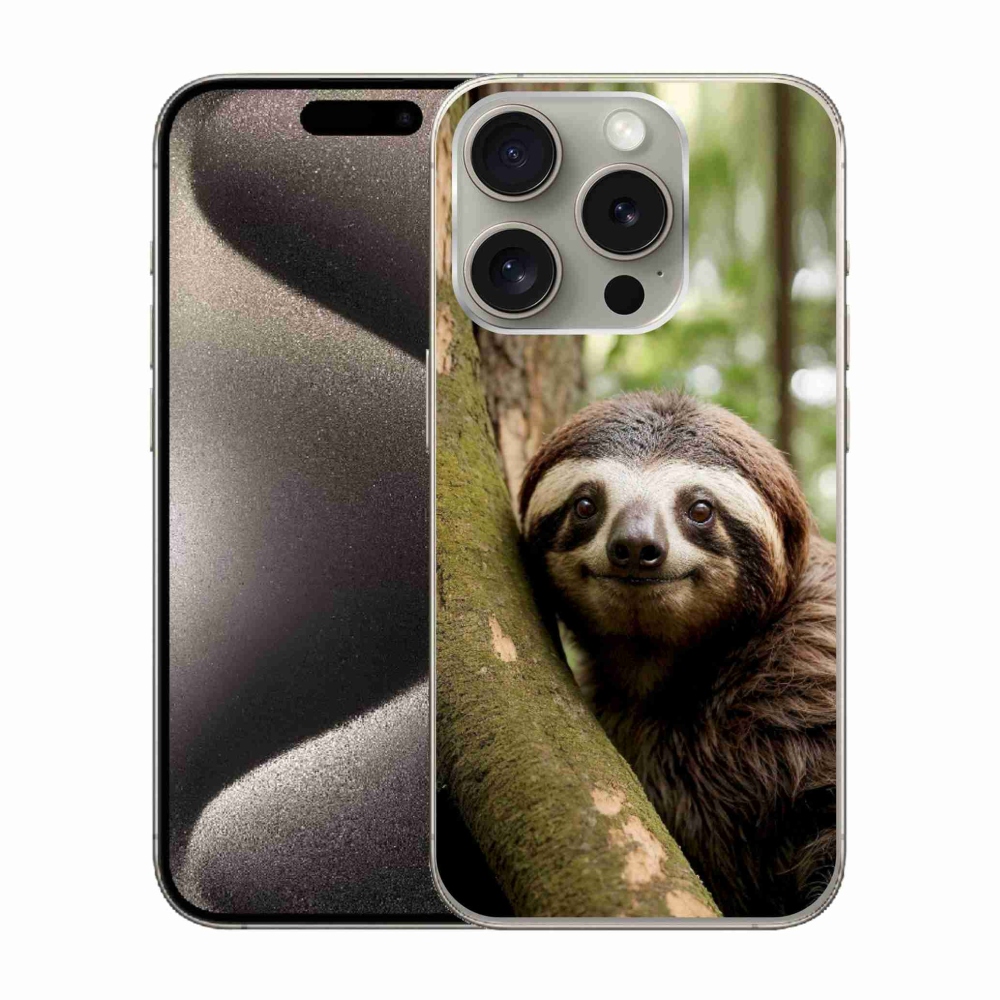 Gélový kryt mmCase na iPhone 15 Pro - usmievavý leňochod