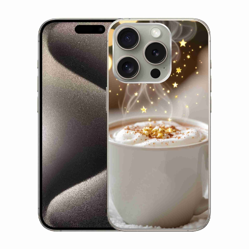 Gélový kryt mmCase na iPhone 15 Pro - vianočný horúci nápoj