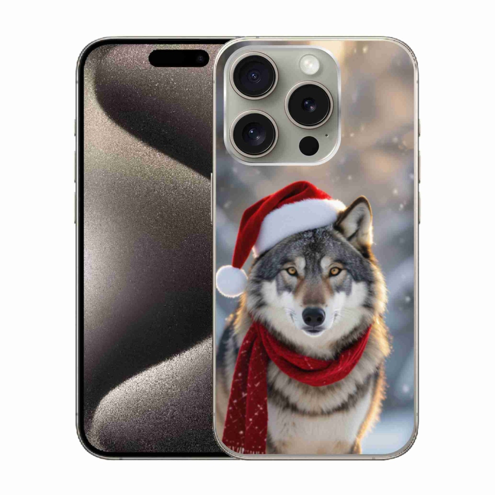 Gélový kryt mmCase na iPhone 15 Pro - vianočný vlk